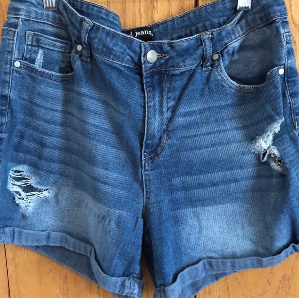 D. Jean Shorts with Distressed Look